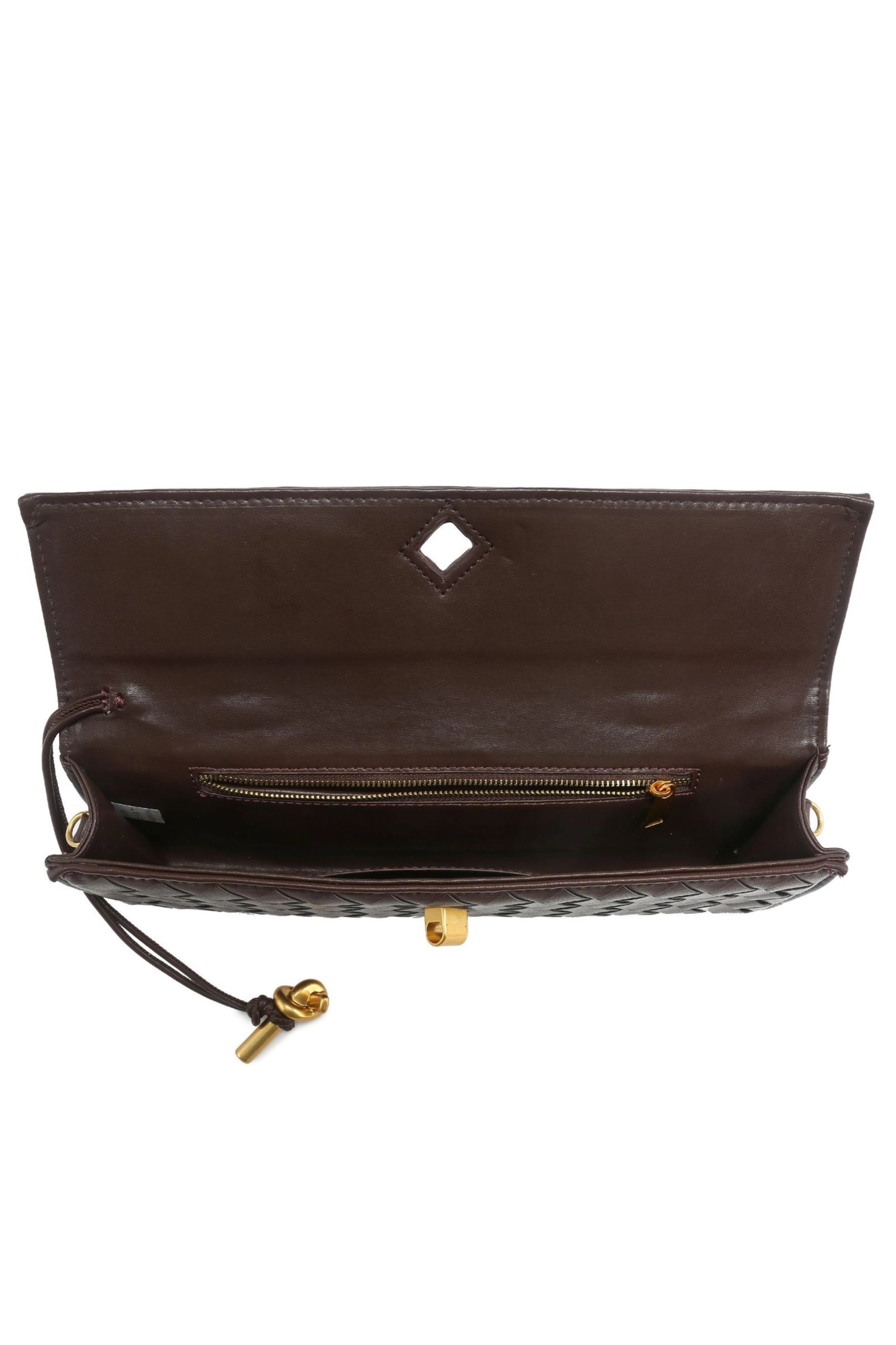 Winona Weave Leather Clutch - Coffee