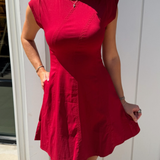 Tide Boatneck Mini Dress - Crimson