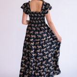 Lil Fall Smocked Maxi Dress - Tigers Black