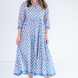 Esther 3/4 Sleeve Maxi Dress - Duster Light Blue