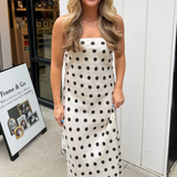 Betsy Polka Dot Strapless Maxi Dress - Natural/Black