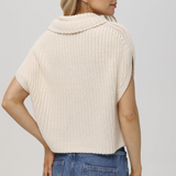 Cate Cowl Neck Short Sleeve Sweater - Cream