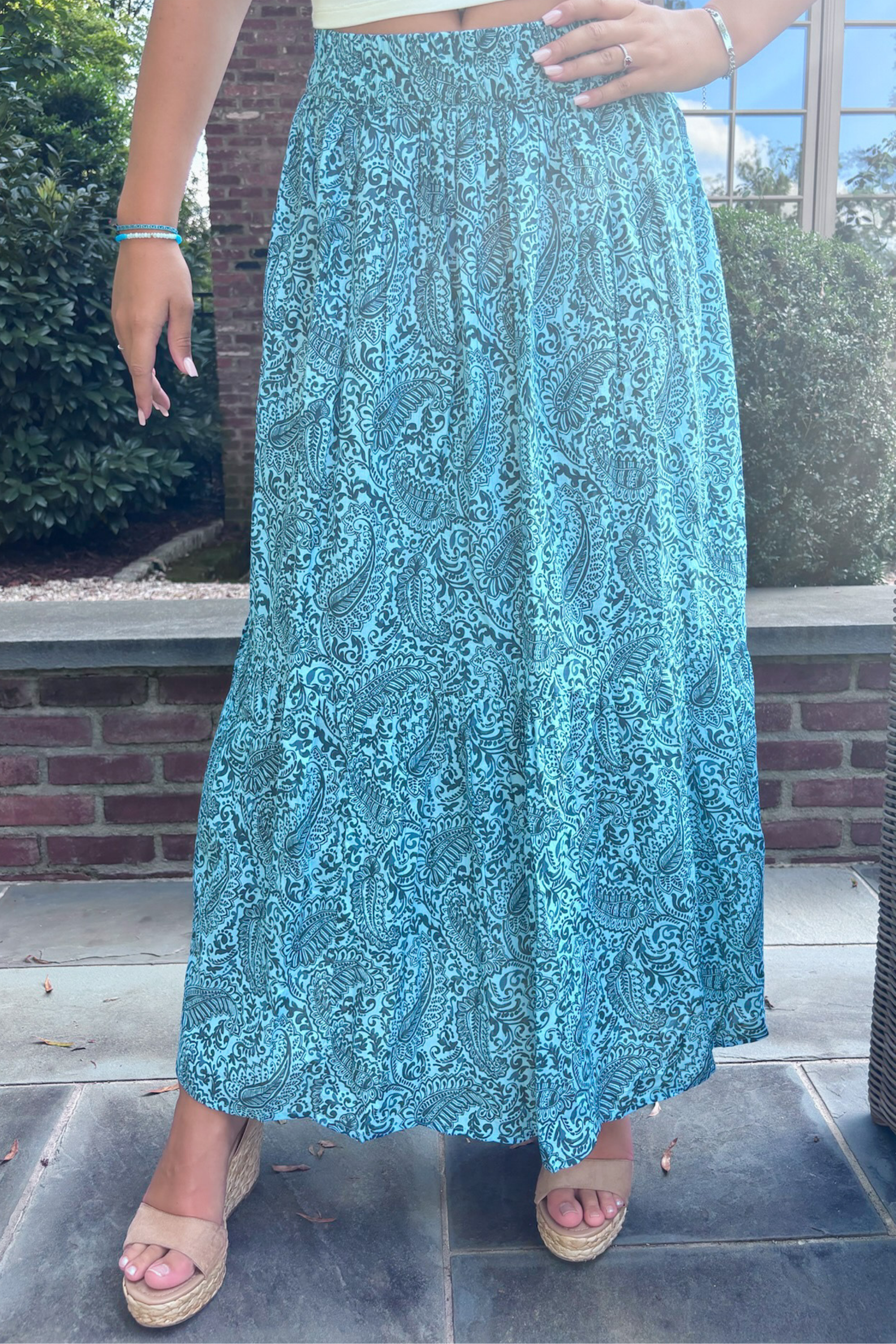 Willow Maxi Skirt - Blue Paisley