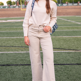 Paige Wide Leg Crop Jeans - Beige