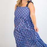 Joy Bow Blockprint Maxi Dress - Peri Purple Rose