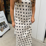 Betsy Polka Dot Strapless Maxi Dress - Natural/Black