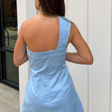 Marie One Shoulder Mini Dress - Blue