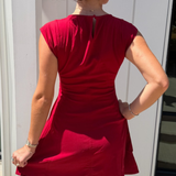 Tide Boatneck Mini Dress - Crimson