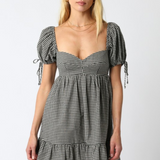 Gia Gingham Babydoll Dress - Black/Taupe