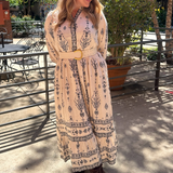 Toni Printed Belted Maxi Dress - Cream
