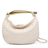 Top-Handle Woven Dumpling Bag - Off-White
