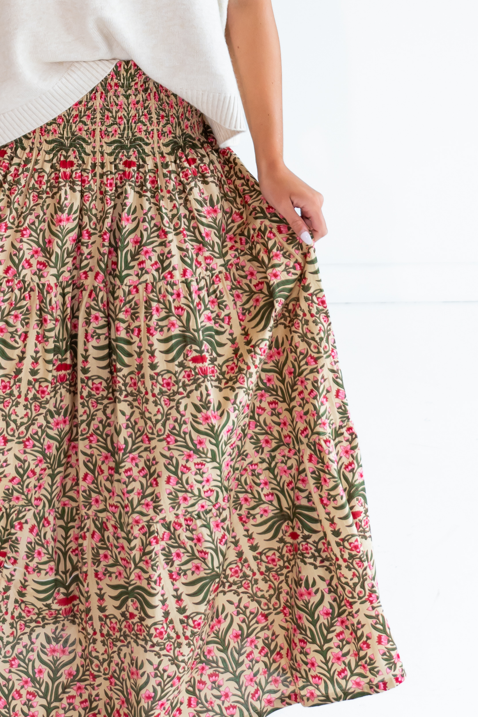 Britt Smocked Midi Skirt - Blossom Yellow