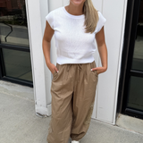 Carli Cap Sleeve Knit Top - Pure White