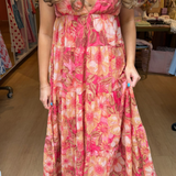 Tonya Floral Maxi Dress - Coral Multi