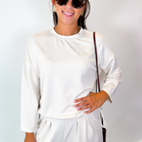Lia Long Sleeve Double Tie Top - Ivory