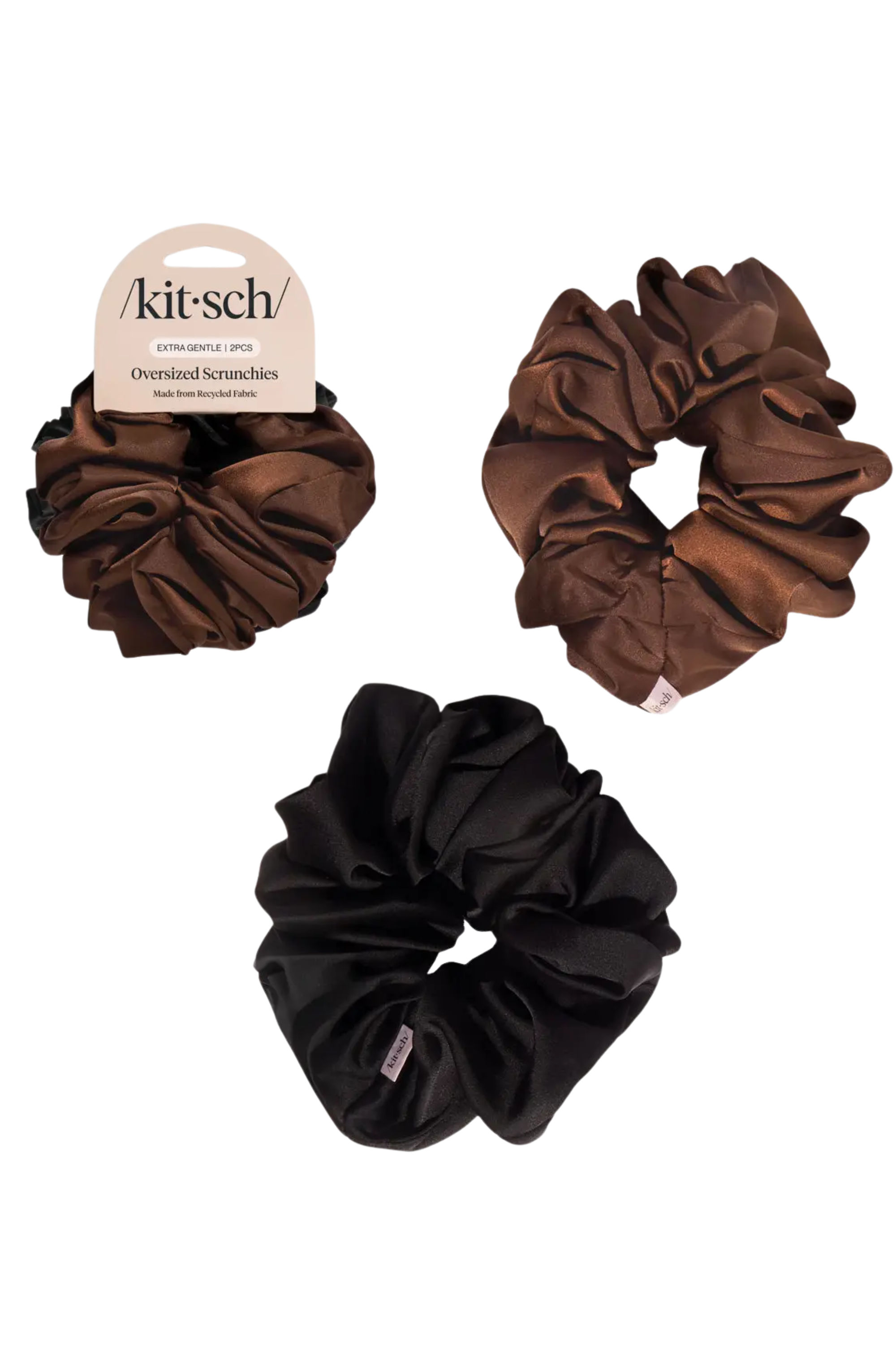 Oversized Scrunchies - Black/Brown