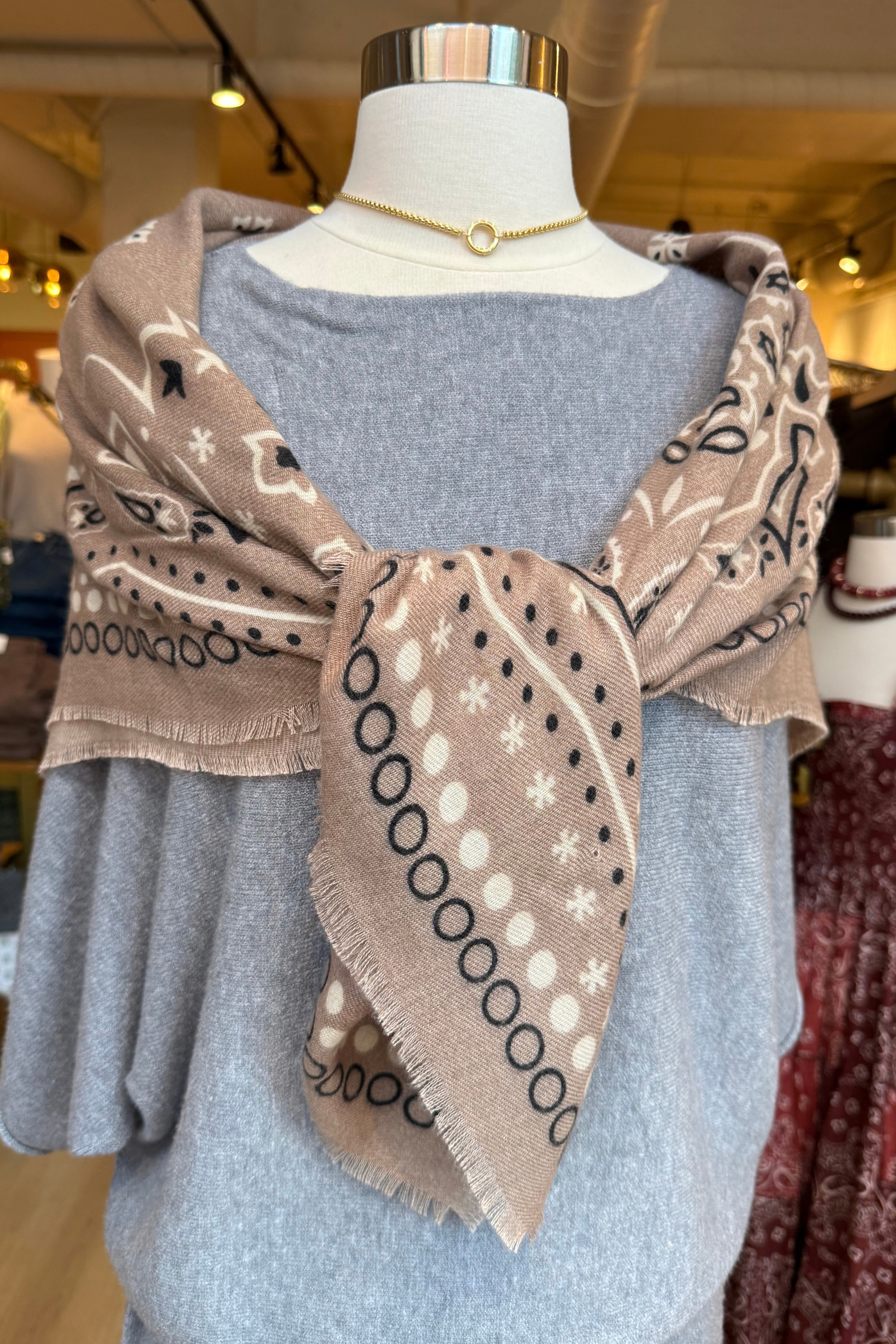 Bandana Square Scarf - Taupe