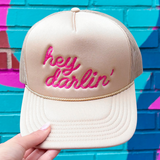 Hey Darlin' Trucker Hat - Pink on Khaki