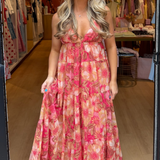 Tonya Floral Maxi Dress - Coral Multi
