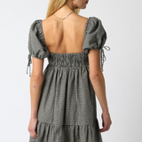 Gia Gingham Babydoll Dress - Black/Taupe
