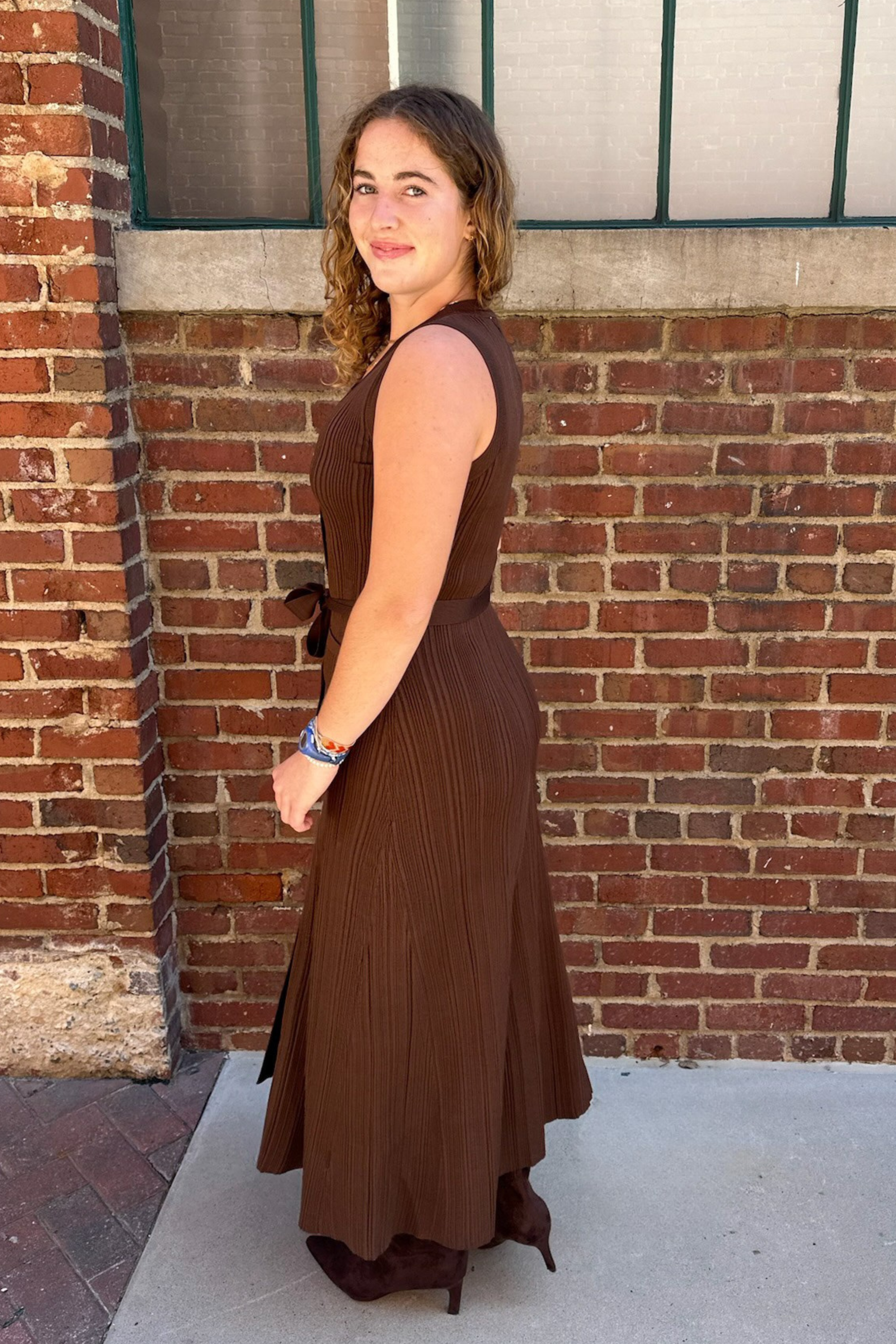 Valeria Knit Maxi Dress - Chocolate Brown