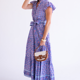 Louise Flutter Sleeve Blockprint Maxi Dress - Purple Mix