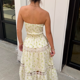 Jana Strapless Eyelet Maxi Dress - Chartreuse/Cream