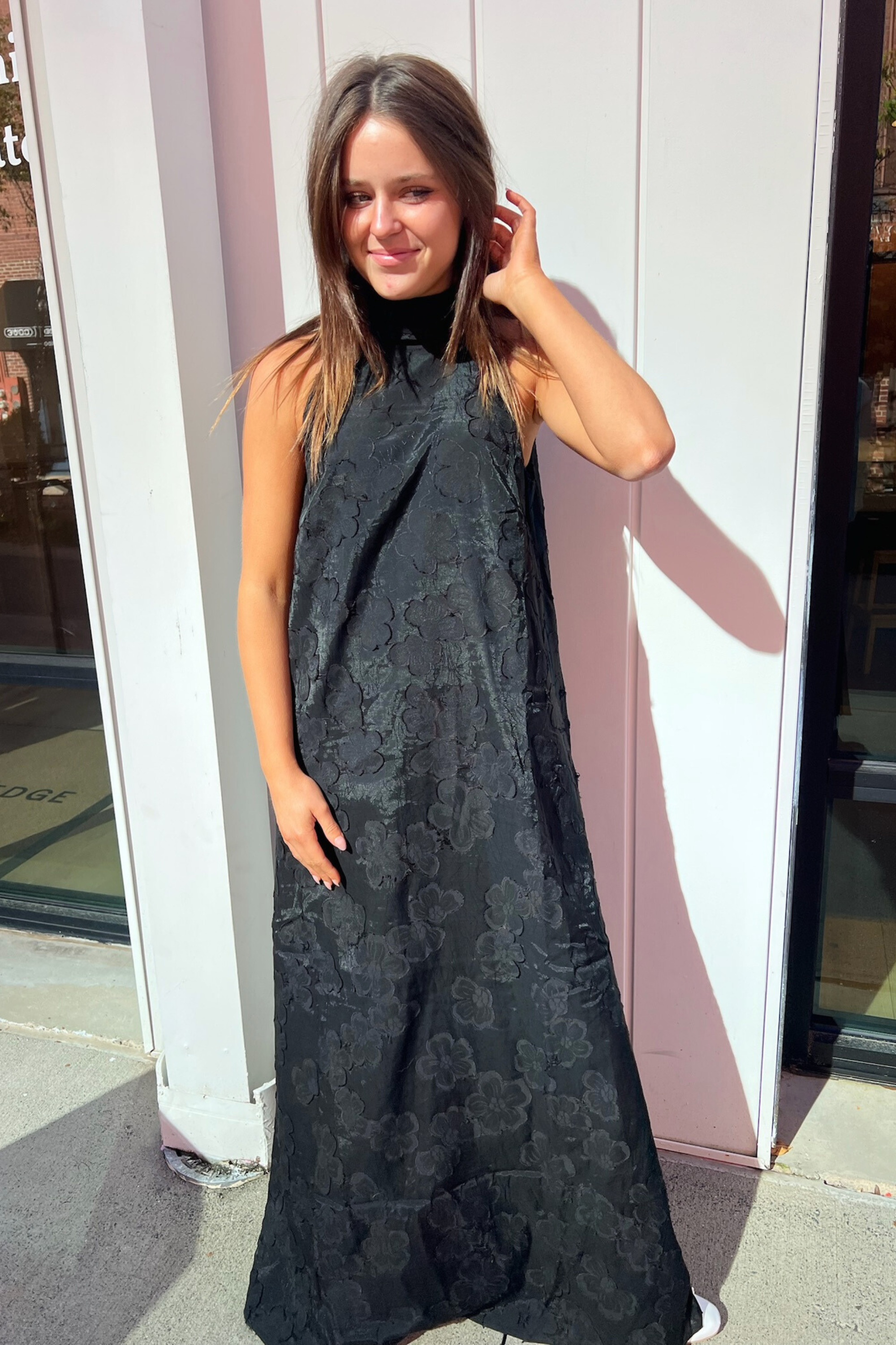 Pattie High Neck Maxi Dress - Noir