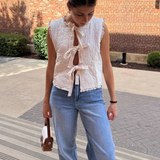 Lila Bow Vest - Ecru