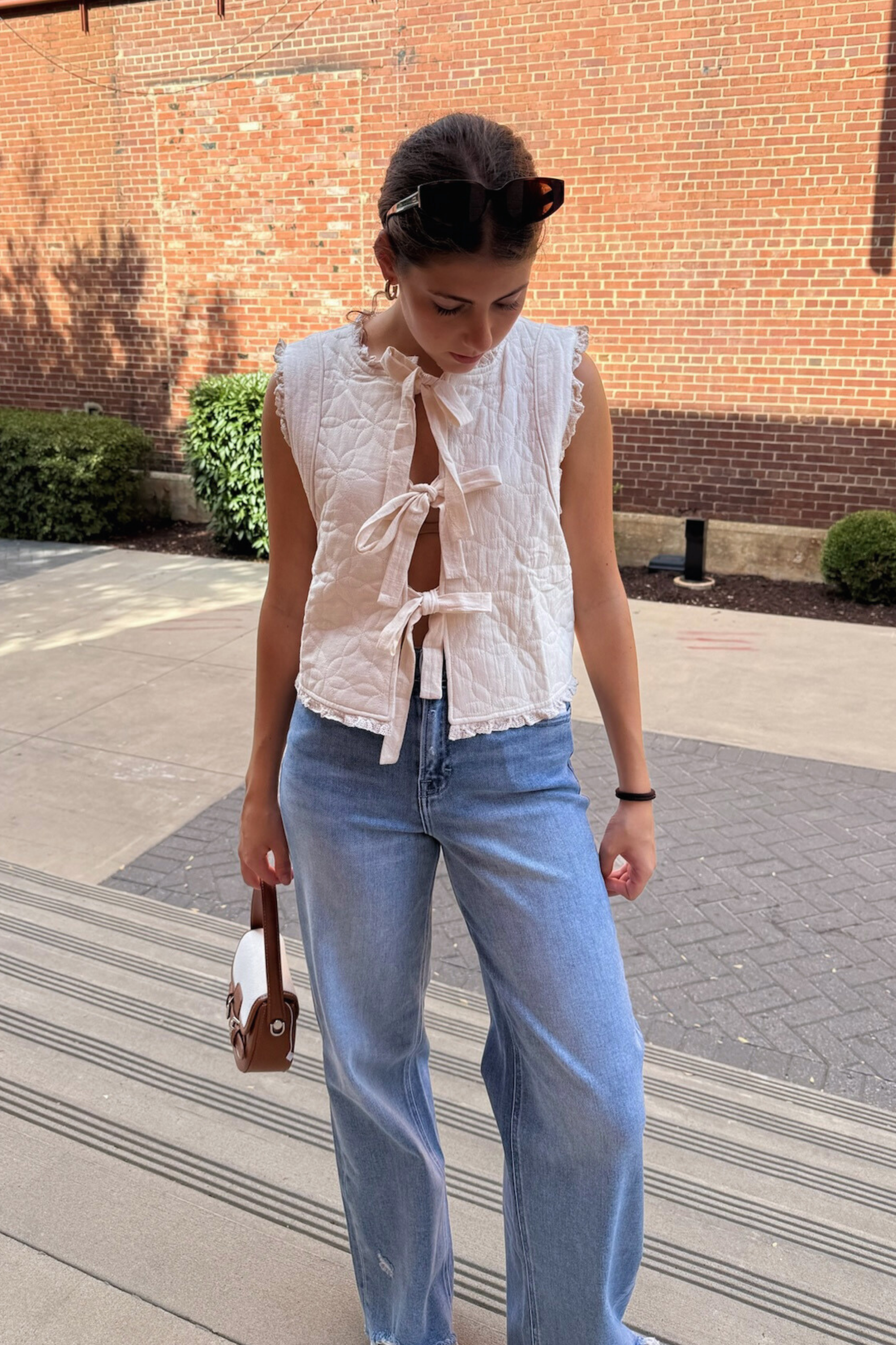 Lila Bow Vest - Ecru