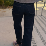 Genny Low Rise Loose Straight Jean - Dark Denim