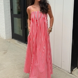 Gigi Striped Maxi Dress - Pink/Red