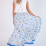 Lucy Smocked Maxi Skirt - Seashells Cornflower