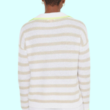 Polo Collared Stripe Sweater - White/Almond