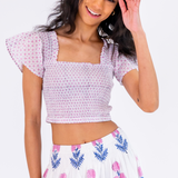 Tina Smocked Crop Top - Poppy Pink