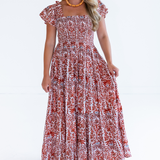 Lil Smocked Maxi Dress - Blossom Orange