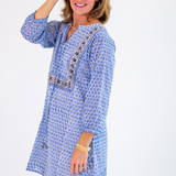 Sammy Caftan Mini Dress - Fishnet Cornflower