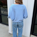 Mia Crewneck Batwing Sweater - Sky Blue