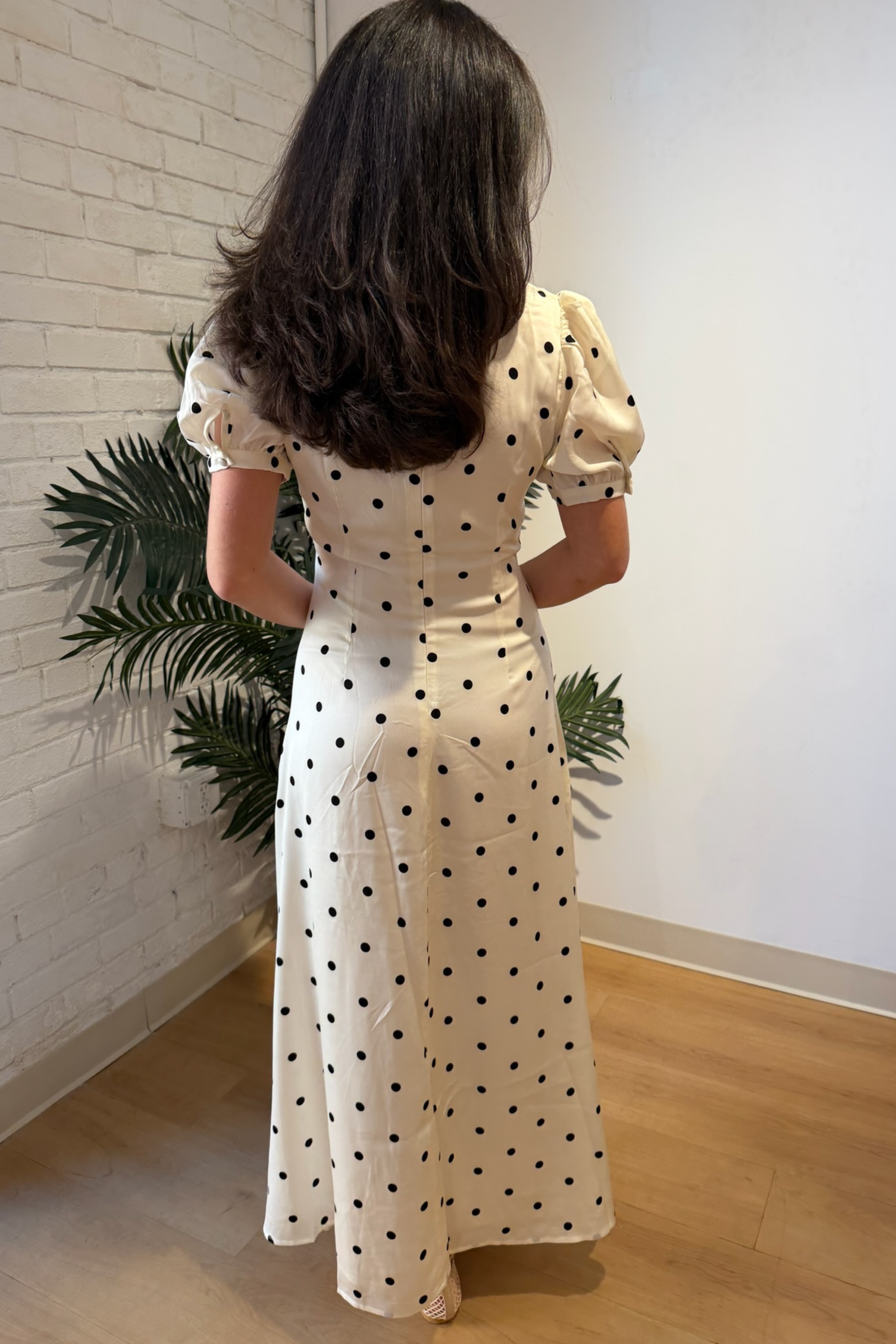 Pia Polka Dot Maxi Dress - Cream
