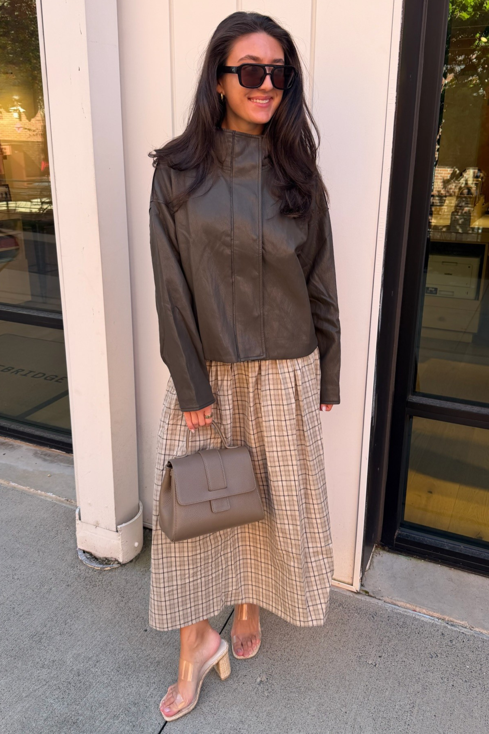 Ryan Faux Leather Jacket - Ash Olive