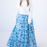 Britt Smocked Maxi Skirt - Blue Bird
