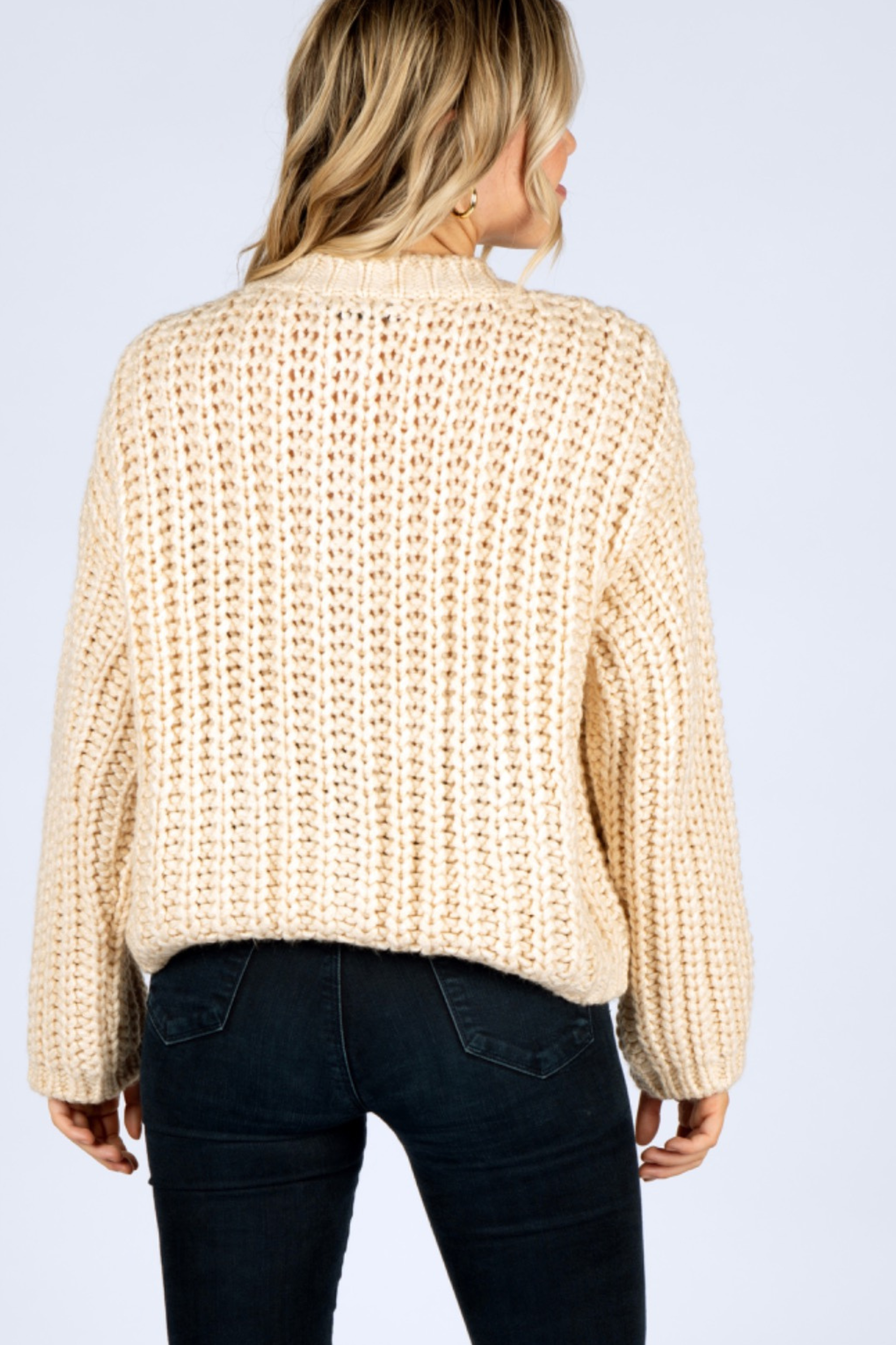Zelle Chunky Knit Cardigan - Creme