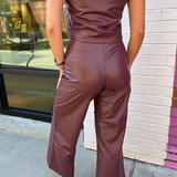 Victoria Vegan Leather Straight Leg Pant - Oxblood