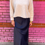 Nat Silky Slip Skirt - Navy Blue