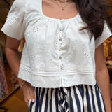 Sally Square Neck Top - White