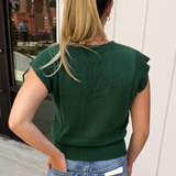 Carli Cap Sleeve Knit Top - Forest Green