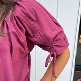 Everywhere Pleated Tie Top - Dark Cherry