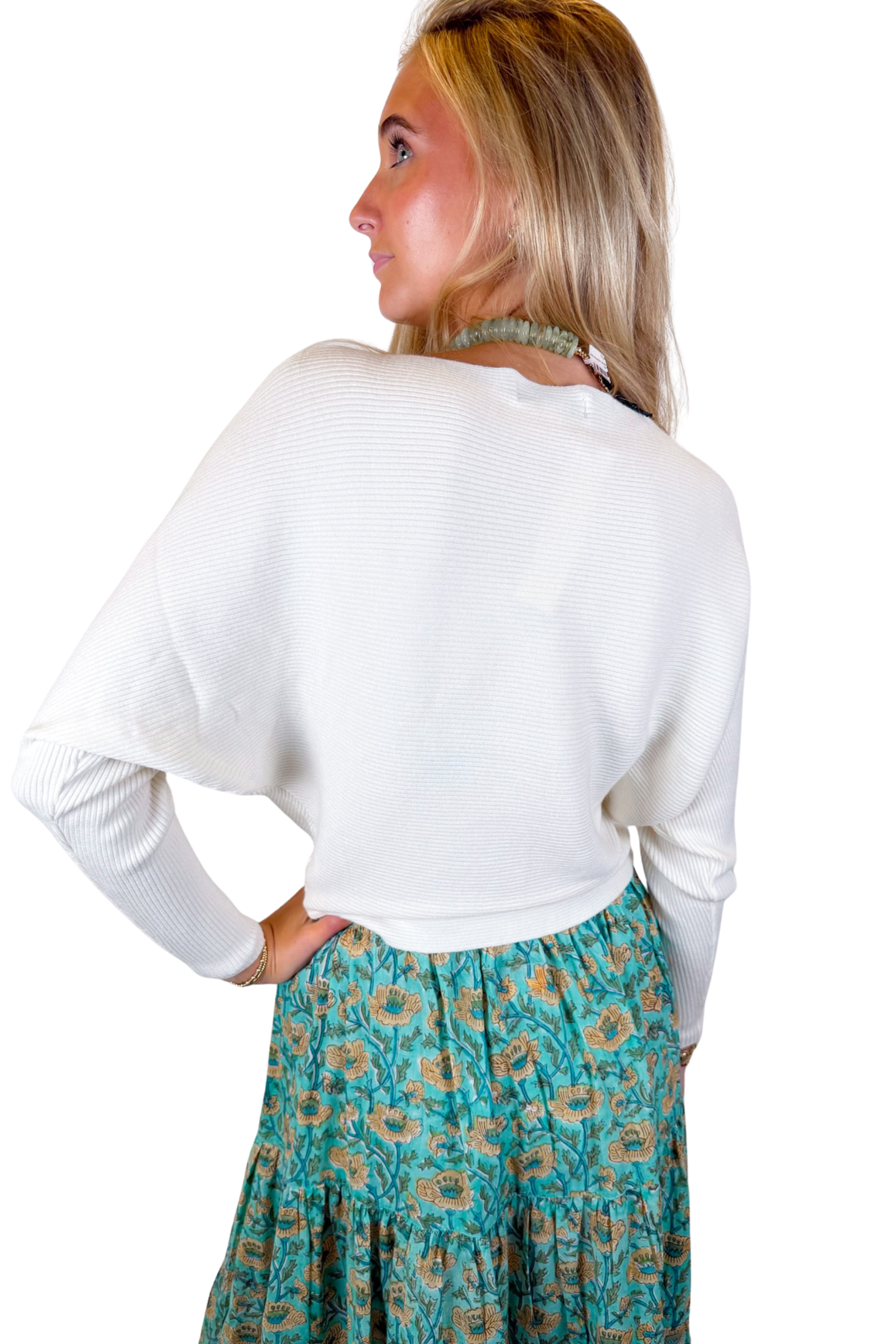 Janie Boatneck Ribbed Sweater - Ivory