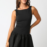 Gracie Drop Waist Mini Dress - Black