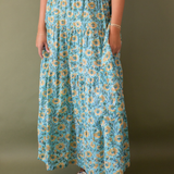 Jane Elastic Waist Maxi Skirt - Wildflower Teal Butter